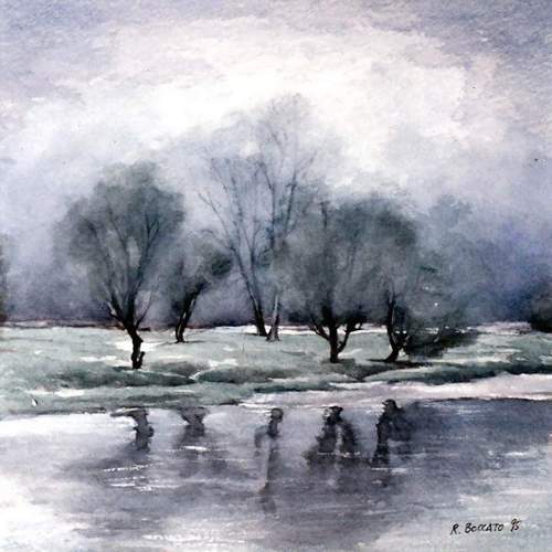 Paesaggio con alberi - cm.38x38 - 1995